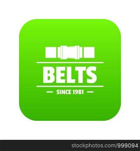 Belt icon green vector isolated on white background. Belt icon green vector