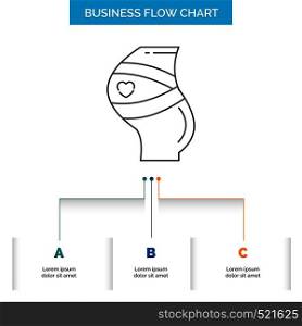 Belt, Safety, Pregnancy, Pregnant, women Business Flow Chart Design with 3 Steps. Line Icon For Presentation Background Template Place for text. Vector EPS10 Abstract Template background