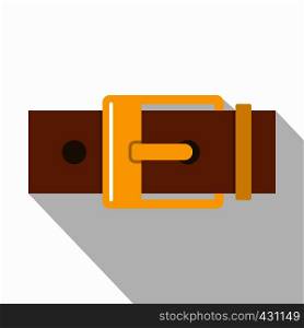 Belt with yellow square buckle icon. Flat illustration of belt with yellow square buckle vector icon for web on white background. Belt with yellow square buckle icon, flat style