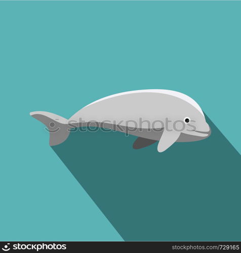 Beluga whale icon. Flat illustration of beluga whale vector icon for web design. Beluga whale icon, flat style