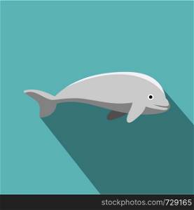 Beluga whale icon. Flat illustration of beluga whale vector icon for web design. Beluga whale icon, flat style
