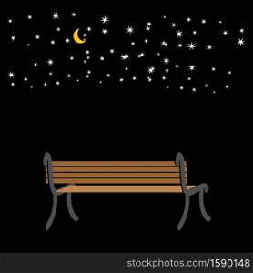 Bench at night. sky and stars. romantic background