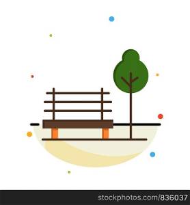 Bench, Chair, Park, Hotel Abstract Flat Color Icon Template