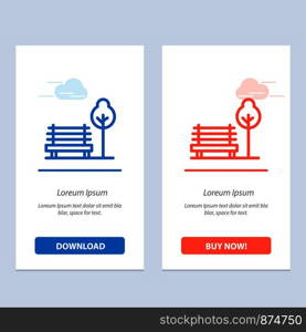 Bench, Chair, Park, Hotel Blue and Red Download and Buy Now web Widget Card Template