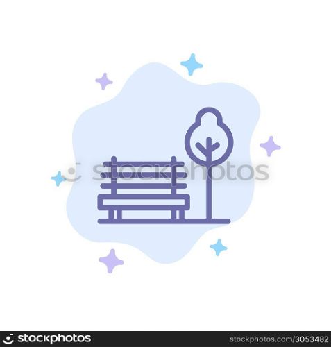 Bench, Chair, Park, Hotel Blue Icon on Abstract Cloud Background