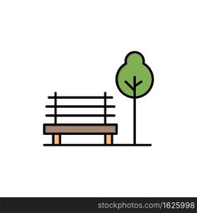 Bench, Chair, Park, Hotel  Flat Color Icon. Vector icon banner Template
