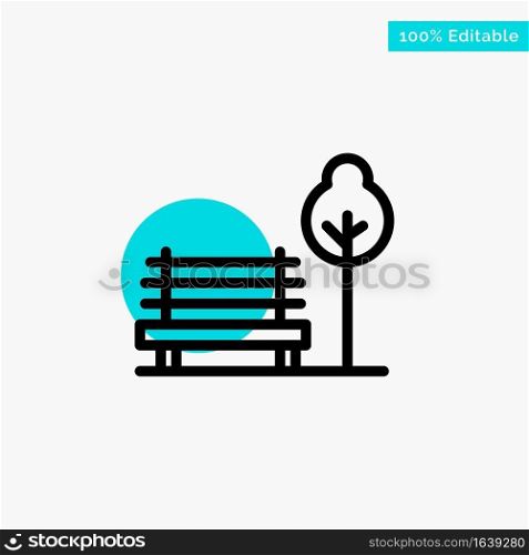 Bench, Chair, Park, Hotel turquoise highlight circle point Vector icon