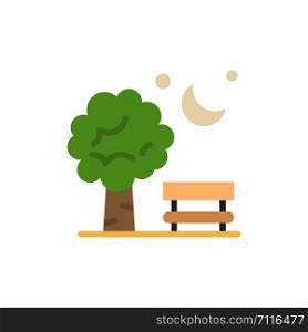 Bench, Chair, Park, Spring, Balloon Flat Color Icon. Vector icon banner Template