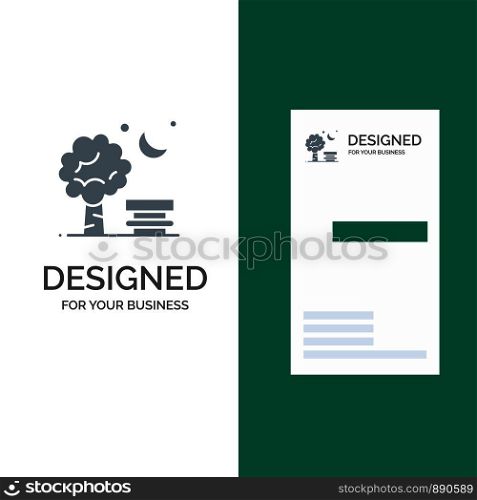 Bench, Chair, Park, Spring, Balloon Grey Logo Design and Business Card Template