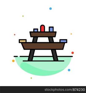 Bench, Food, Park, Seat, Picnic Abstract Flat Color Icon Template