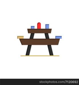Bench, Food, Park, Seat, Picnic Flat Color Icon. Vector icon banner Template
