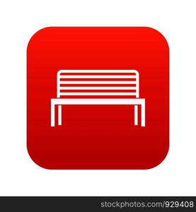 Bench icon digital red for any design isolated on white vector illustration. Bench icon digital red