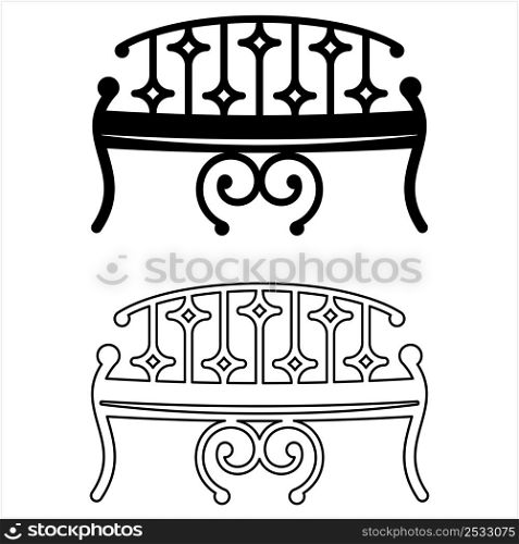 Bench Icon, Long Seat, Multi Seat Vector Art Illustration