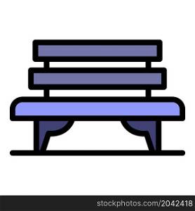 Bench icon. Outline bench vector icon color flat isolated. Bench icon color outline vector