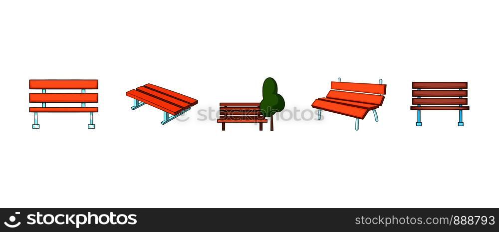 Bench icon set. Cartoon set of bench vector icons for your web design isolated on white background. Bench icon set, cartoon style