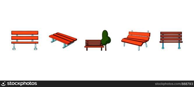 Bench icon set. Cartoon set of bench vector icons for your web design isolated on white background. Bench icon set, cartoon style