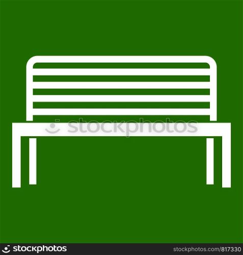 Bench icon white isolated on green background. Vector illustration. Bench icon green