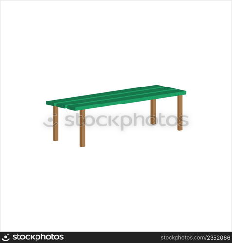 Bench Icon, Wood Metal Resting Bench Vector Art Illustration