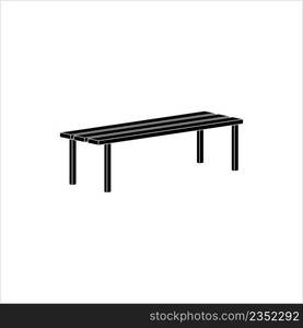 Bench Icon, Wood Metal Resting Bench Vector Art Illustration