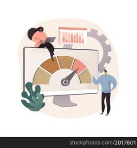 Benchmark testing abstract concept vector illustration. Benchmarking software, product performance indicator, load testing, performance characteristics, competitive products test abstract metaphor.. Benchmark testing abstract concept vector illustration.