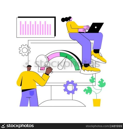 Benchmark testing abstract concept vector illustration. Benchmarking software, product performance indicator, load testing, performance characteristics, competitive products test abstract metaphor.. Benchmark testing abstract concept vector illustration.