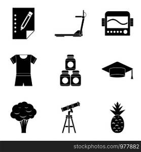 Beneficial properties icons set. Simple set of 9 beneficial properties vector icons for web isolated on white background. Beneficial properties icons set, simple style
