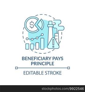 Beneficiary pays principle concept icon. Climate justice idea thin line illustration. Global warming, Vector isolated outline RGB color drawing. Moral responsibility towards nature. Editable stroke. Beneficiary pays principle concept icon