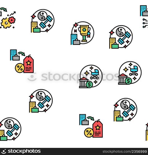 Benefits For Business Vector Seamless Pattern Thin Line Illustration. Benefits For Business Vector Seamless Pattern