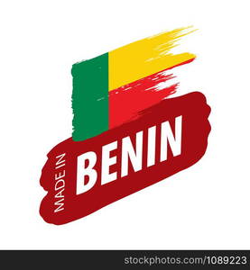 Benin national flag, vector illustration on a white background. Benin flag, vector illustration on a white background