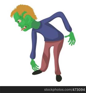 Bent zombie icon. Cartoon illustration of zombie vector icon for web. Bent zombie icon, cartoon style