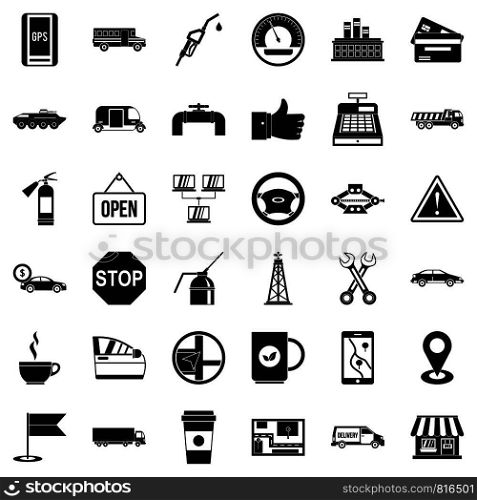 Benzine icons set. Simple style of 36 benzine vector icons for web isolated on white background. Benzine icons set, simple style