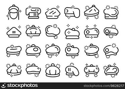 Beret icons set outline vector. French hat. Cap wool. Beret icons set outline vector. French hat