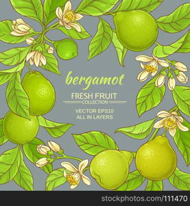 bergamot vector frame. bergamot branches vector frame on color background