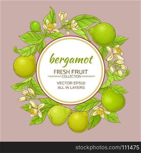bergamot vector frame. bergamot branches vector frame on color background