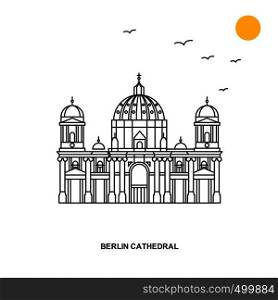 BERLIN CATHEDRAL Monument. World Travel Natural illustration Background in Line Style