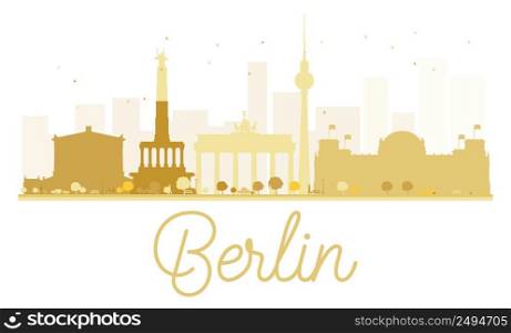 Berlin City skyline golden silhouette. Vector illustration. Cityscape with landmarks