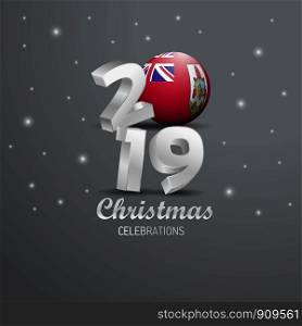 Bermuda Flag 2019 Merry Christmas Typography. New Year Abstract Celebration background