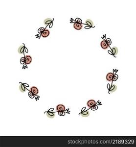 Berries doodle frame in line art style on white background. Beautiful simple illustration for decorative design.