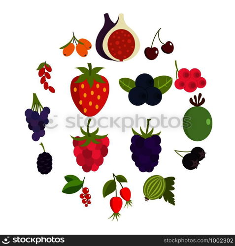 Berries icons set in flat style isolated vector illustration. Berries icons set in flat style