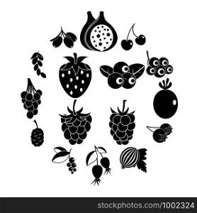 Berries icons set. Simple illustration of 16 berries vector icons for web. Berries icons set, simple style