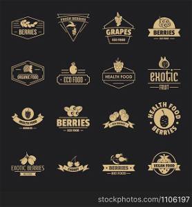 Berries logo icons set. Simple illustration of 16 berries logo vector icons for web. Berries logo icons set, simple style