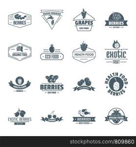 Berries logo icons set. Simple illustration of 16 berries logo vector icons for web. Berries logo icons set, simple style
