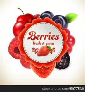 Berries, vector label