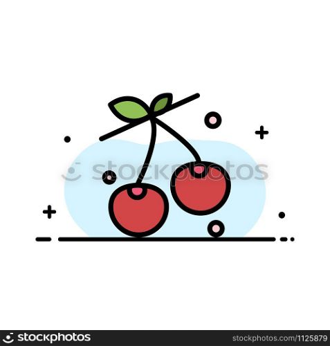 Berry, Cherry, Food, Spring Business Flat Line Filled Icon Vector Banner Template