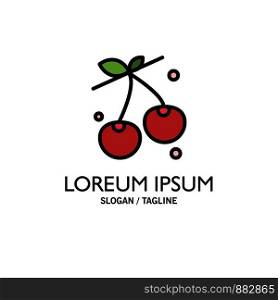 Berry, Cherry, Food, Spring Business Logo Template. Flat Color