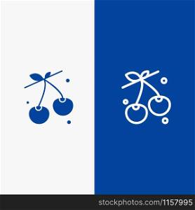 Berry, Cherry, Food, Spring Line and Glyph Solid icon Blue banner Line and Glyph Solid icon Blue banner