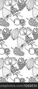 Berry color hand drawn vector set. Fruit botany illustration. Berries engraving doodle sketch line.Dessert ingredient.Great for web page background, wrapping paper, cards,notebook and invitation