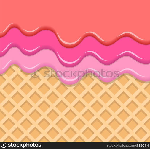 Berry Cream Melted on Wafer Background. Vector Illustration, eps 10