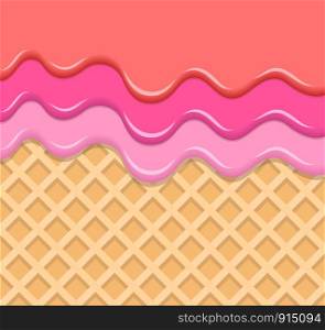 Berry Cream Melted on Wafer Background. Vector Illustration, eps 10