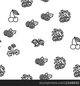 Berry Delicious And Vitamin Food Vector Seamless Pattern Thin Line Illustration. Berry Delicious And Vitamin Food Vector Seamless Pattern
